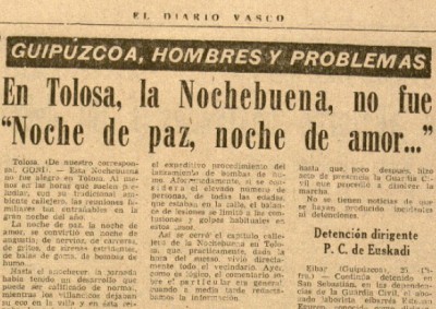 Se cumplen cuarenta años de la carga de la Guardia Civil en la Nochebuena de Tolosa